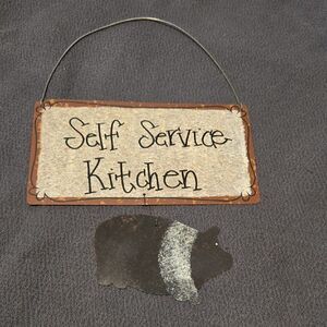 Rustic Self Service Kitchen Sign with Pig Accent